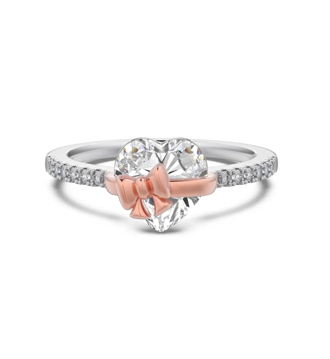 Silber Pink Bow Heart Ring