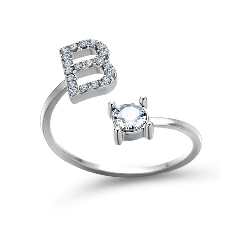 Silberner Buchstaben Ring
