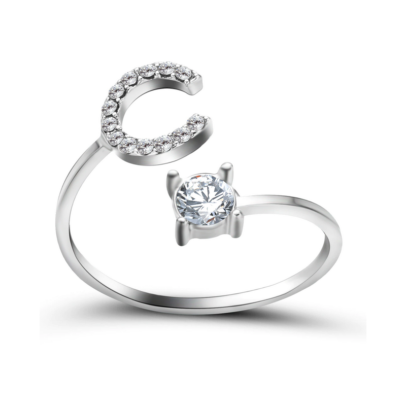 Silberner Buchstaben Ring