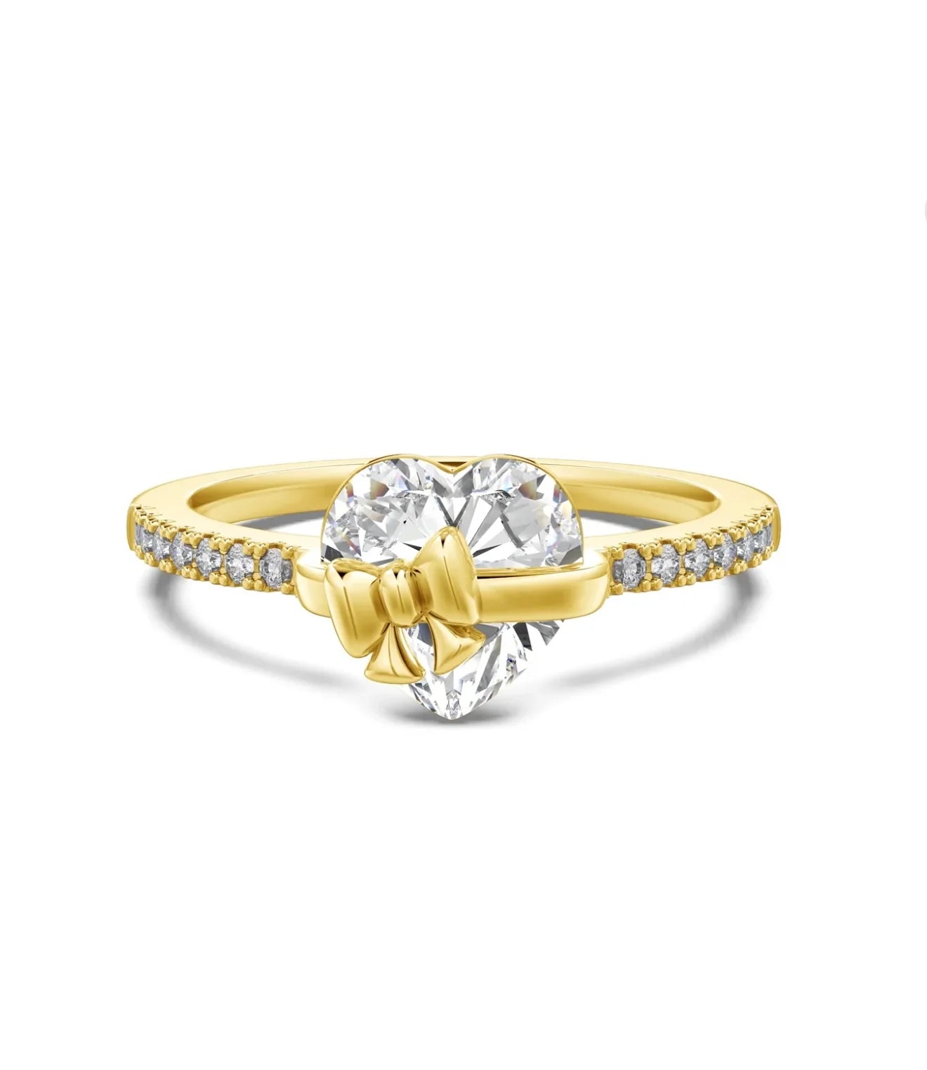 Gold Bow Heart Ring